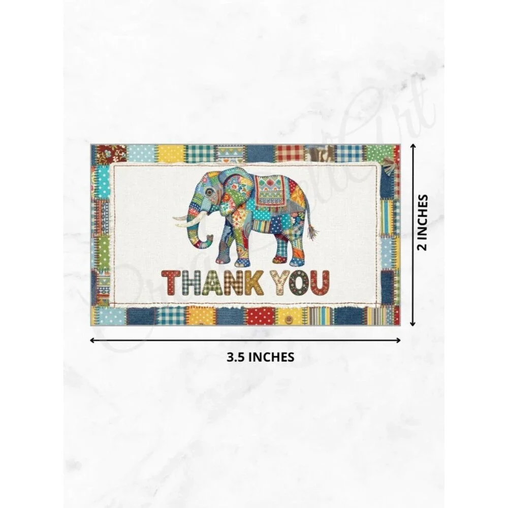 60 Patchwork Cards Elephant Design Thank You Cards - Picture 5 of 7